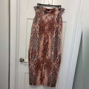 House of Sunny Vol 11 Snakeprint Trouser Pants Size 8, Pink, Paperbag Style
